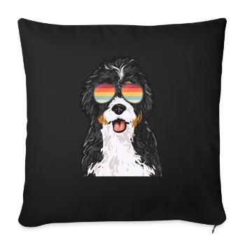 Bernedoodle Dog - Sofa pillowcase 17,3'' x 17,3'' (45 x 45 cm) - black - Front