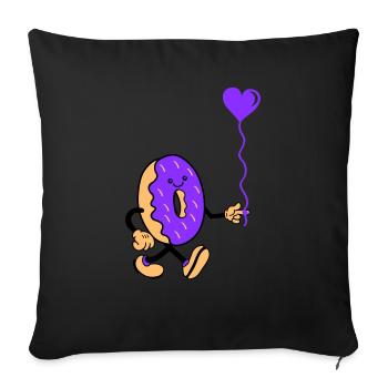 donut comic herz - Sofakissenbezug 45 x 45 cm - Schwarz - Vorne