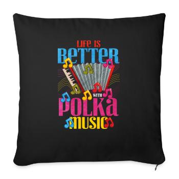 Accordéon Polka musique cadeau - Housse de coussin décorative 45 x 45 cm - noir - Devant