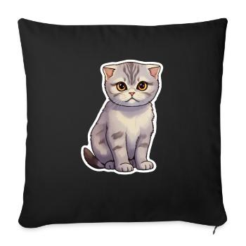 Chat Pliant Écossais Mignon - Housse de coussin décorative 45 x 45 cm - noir - Devant