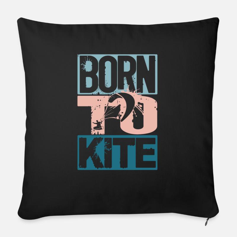 Né pour le cerf-volant - Housse de coussin décorative 45 x 45 cm - noir