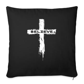 Croire Chrétiens Jésus Croix - Housse de coussin décorative 45 x 45 cm - noir - Devant