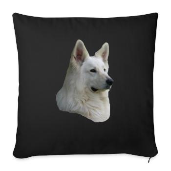 weisser Schäferhund Kopf - Sofakissenbezug 45 x 45 cm - Schwarz - Vorne