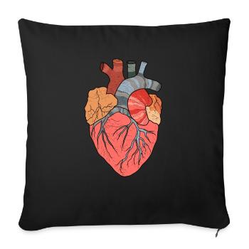 Herz Organ - Sofakissenbezug 45 x 45 cm - Schwarz - Vorne