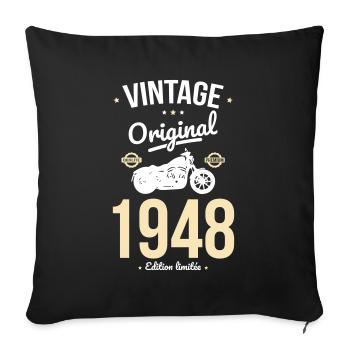 Birthday 75 years - Vintage 1948 Original - Sofa pillowcase 17,3'' x 17,3'' (45 x 45 cm) - black - Front