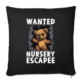 Teddy Bear on the Run Teddy Wanted Nursery Escap - Sofa pillowcase 17,3'' x 17,3'' (45 x 45 cm) - black - Front