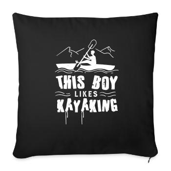 Boy Likes Kayaking Paddling Whitewater Kayak - Sofa pillowcase 17,3'' x 17,3'' (45 x 45 cm) - black - Front