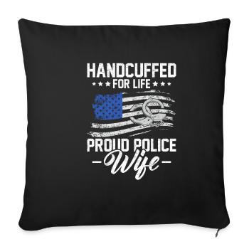 Police Wife - Supporter USA - Sofa pillowcase 17,3'' x 17,3'' (45 x 45 cm) - black - Front