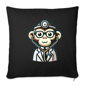 Cute Monkey Doctor - Sofa pillowcase 17,3'' x 17,3'' (45 x 45 cm) - black - Front