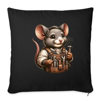 Cute Mouse Craftsman - Sofa pillowcase 17,3'' x 17,3'' (45 x 45 cm) - black - Front