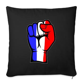Frankreich Flagge Faust Hand Symbol - Sofakissenbezug 45 x 45 cm - Schwarz - Vorne