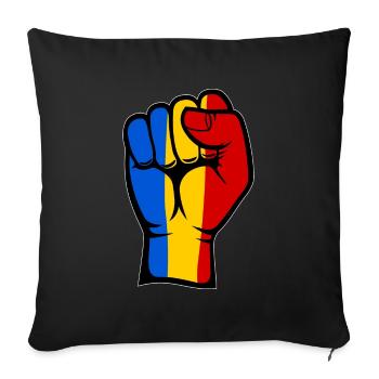 Romania Flag Fist Hand Symbol - Sofa pillowcase 17,3'' x 17,3'' (45 x 45 cm) - black - Front