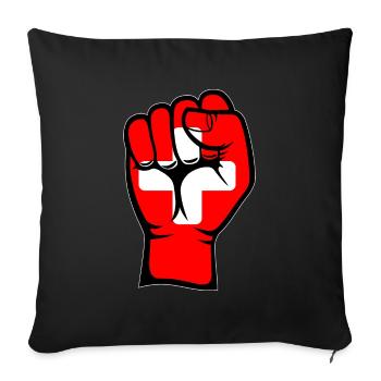 Schweiz Flagge Faust Hand Symbol - Sofakissenbezug 45 x 45 cm - Schwarz - Vorne