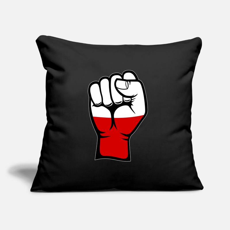 Drapeau de la Pologne Poing Symbole de la main Housse de coussin décorative 45 x 45 cm