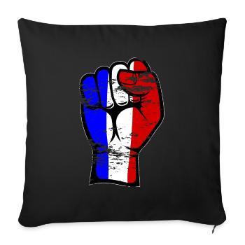 Frankreich Flagge Faust Hand Symbol used - Sofakissenbezug 45 x 45 cm - Schwarz - Vorne