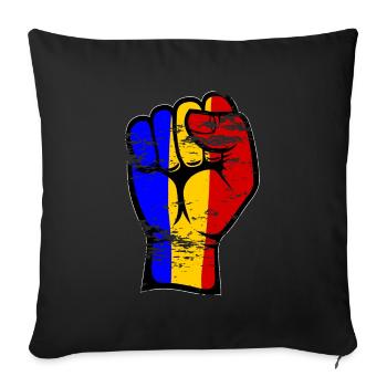 Romania Flag Fist Hand Used Symbol - Sofa pillowcase 17,3'' x 17,3'' (45 x 45 cm) - black - Front