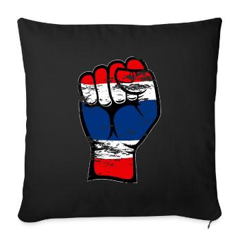 Icône de main de poing du drapeau de la Thaïlande utilisée - Housse de coussin décorative 45 x 45 cm - noir - Devant