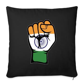 Indien Flagge Faust Hand Symbol - Sofakissenbezug 45 x 45 cm - Schwarz - Vorne