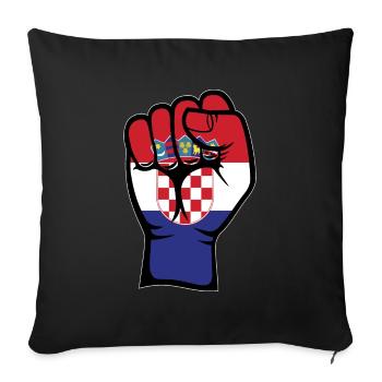 Croatia Flag Fist Hand Symbol - Sofa pillowcase 17,3'' x 17,3'' (45 x 45 cm) - black - Front