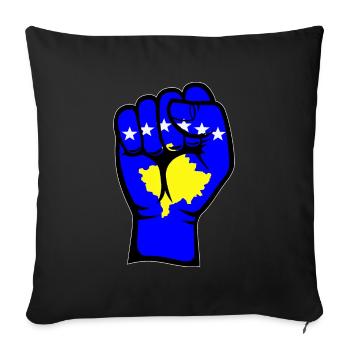 Kosovo Flagge Faust Hand Symbol - Sofakissenbezug 45 x 45 cm - Schwarz - Vorne