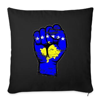 Drapeau du Kosovo Poing Main Utilisé Symbole - Housse de coussin décorative 45 x 45 cm - noir - Devant