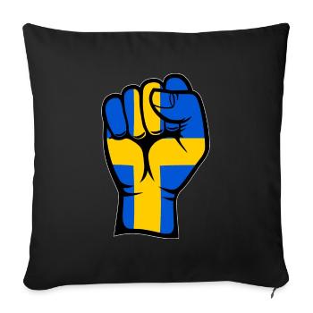 Schweden Flagge Faust Hand Symbol - Sofakissenbezug 45 x 45 cm - Schwarz - Vorne
