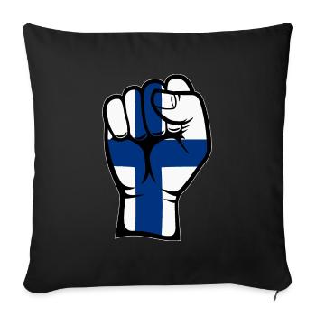 Finnland Flagge Faust Hand Symbol - Sofakissenbezug 45 x 45 cm - Schwarz - Vorne