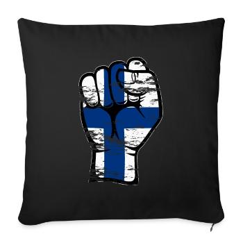 Finland flag fist hand icon used - Sofa pillowcase 17,3'' x 17,3'' (45 x 45 cm) - black - Front