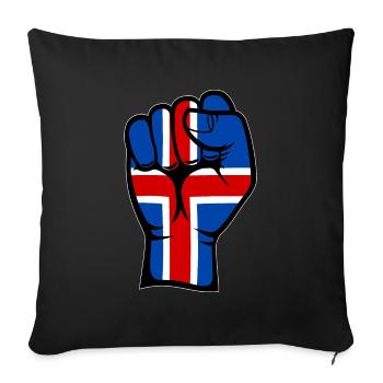 Island Flagge Faust Hand Symbol - Sofakissenbezug 45 x 45 cm - Schwarz - Vorne