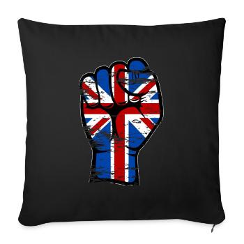 British flag fist hand symbol used - Sofa pillowcase 17,3'' x 17,3'' (45 x 45 cm) - black - Front