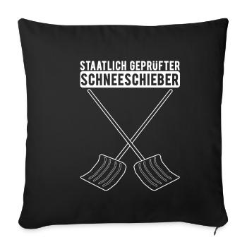 Pelle à neige certifiée par l'État - Housse de coussin décorative 45 x 45 cm - noir - Devant