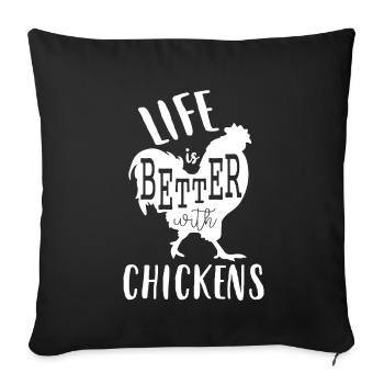 Chicken Chicken Chicken Chickens Rooster Eggs Gift - Sofa pillowcase 17,3'' x 17,3'' (45 x 45 cm) - black - Front