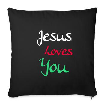 Jesus loves you - Housse de coussin décorative 45 x 45 cm - noir - Devant