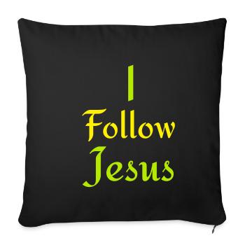 I Follow Jesus - Housse de coussin décorative 45 x 45 cm - noir - Devant