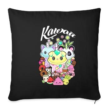 Kawaii sweets - Sofa pillowcase 17,3'' x 17,3'' (45 x 45 cm) - black - Front