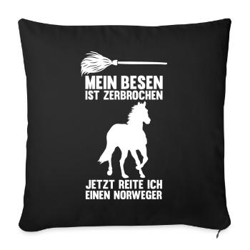 Pferd Reitsport Reiten Pferdesport Norweger - Sofakissenbezug 45 x 45 cm - Schwarz - Vorne