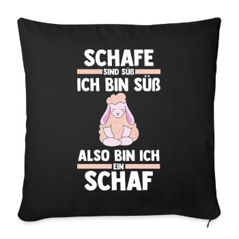 Landwirt Schäfer Bauernhof Schafe - Sofakissenbezug 45 x 45 cm - Schwarz - Vorne