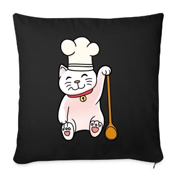 Cat Cook Cook Cooks Cook Host - Sofa pillowcase 17,3'' x 17,3'' (45 x 45 cm) - black - Front