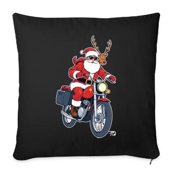 Santa auf Motorrad - Sofakissenbezug 45 x 45 cm - Schwarz - Vorne