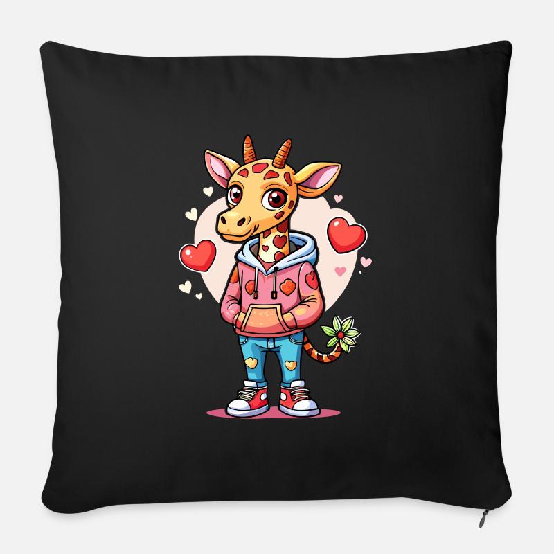 Giraffe Parade: Cool Giraffe - Sofa pillowcase 17,3'' x 17,3'' (45 x 45 cm) - black