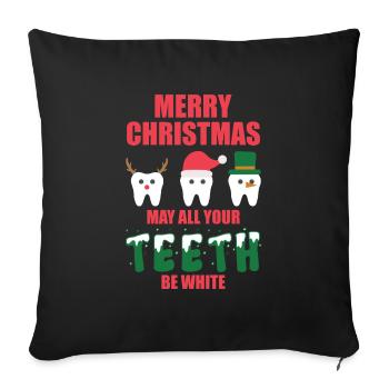 Joyeux Noël peut toutes vos dents dentaires blanches - Housse de coussin décorative 45 x 45 cm - noir - Devant