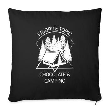 Tente Camping Camper Scout Bivouac - Housse de coussin décorative 45 x 45 cm - noir - Devant