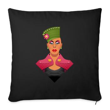 Dragqueen Reine du Drag - Housse de coussin décorative 45 x 45 cm - noir - Devant