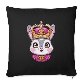 Lapin mignon avec couronne - Housse de coussin décorative 45 x 45 cm - noir - Devant