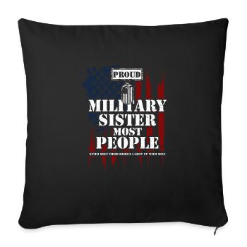 Fière sœur militaire la plus populaire... - Housse de coussin décorative 45 x 45 cm - noir - Devant