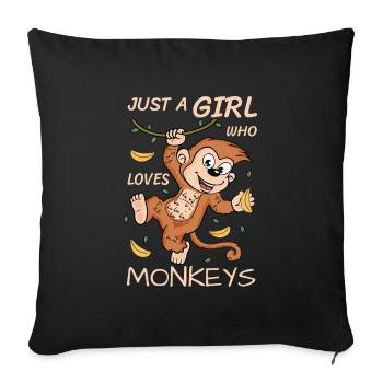 Just A Girl Who Loves Monkeys Monkeys Monkey Gift Idea - Sofa pillowcase 17,3'' x 17,3'' (45 x 45 cm) - black - Front