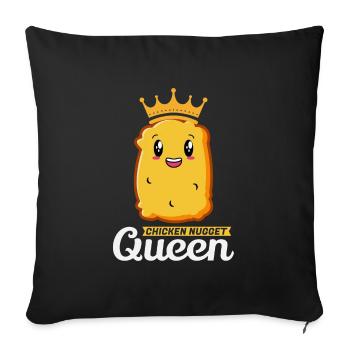 Chicken Nugget Queen Birthday Fast Food Funny - Sofa pillowcase 17,3'' x 17,3'' (45 x 45 cm) - black - Front