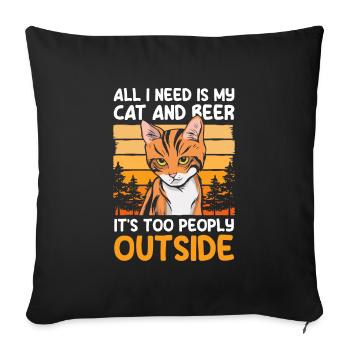 Chats Yeux de chat Tigre Chat sauvage - Housse de coussin décorative 45 x 45 cm - noir - Devant