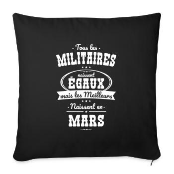 Militaires égaux meilleurs naissent en Mars - Housse de coussin décorative 45 x 45 cm - noir - Devant