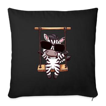 Cute Kawaii Zebra, Swinging, Cute - Sofa pillowcase 17,3'' x 17,3'' (45 x 45 cm) - black - Front